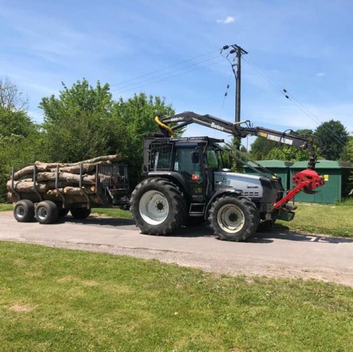 New timber trailer on its first day out to clear up several days' felling