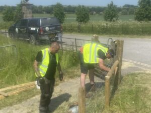 Stock fence repair within the Avebury Stone Circle for the NT